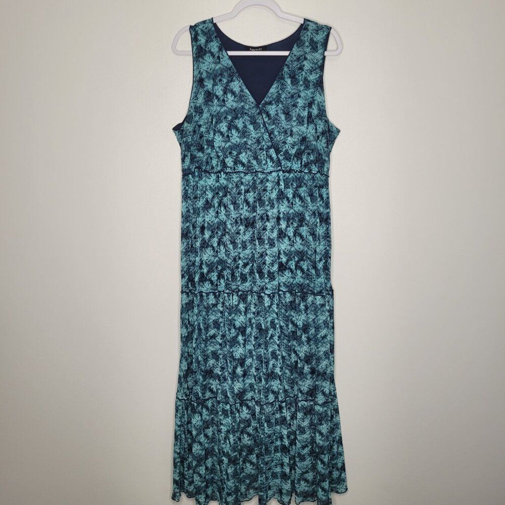 Y2k blue tones grunge tiered plus size bold funky maxi dress size 2x